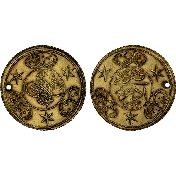 TURKEY: Mahmud II, 1808-1839, AV 2 hayriye altin (3.56g), AH1223 year 24, XF