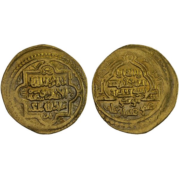 ILKHAN: Abu Sa'id, 1316-1335, AV dinar (8.27g), Baghdad, AH719, VF