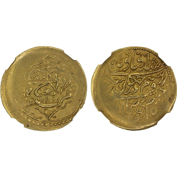 ZAND: 'Ali Murad Khan, 1781-1785, AV 1/4 mohur, Yazd, AH1196, NGC AU50