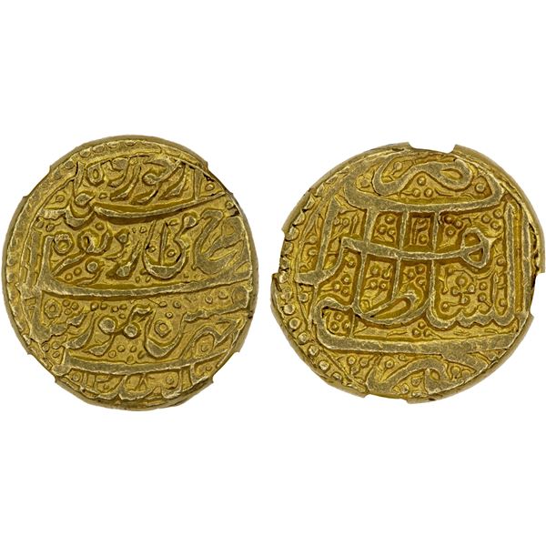 DURRANI: Taimur Shah, 1772-1793, AV mohur, Herat, AH1208//120 (sic), NGC MS61