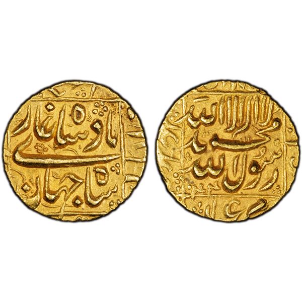 MUGHAL: Shah Jahan I, 1628-1658, AV mohur (10.91g), Ahmadabad, AH1044 year 8 (1635), PCGS MS62