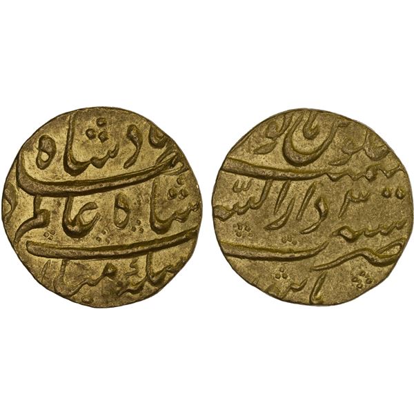 MUGHAL: Aurangzeb, 1658-1707, AV mohur (10.79g), Burhanpur, year 3, XF-AU