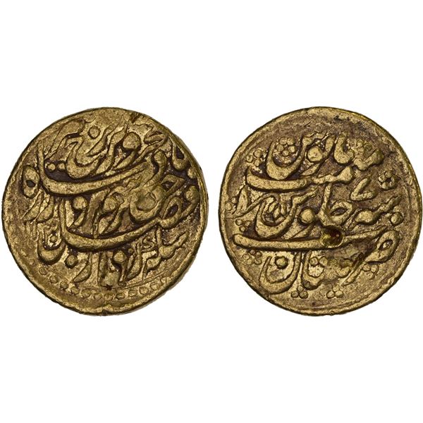 MUGHAL: Farrukhsiyar, 1713-1719, AV mohur (10.87g), Multan, AH1130 year 7, Fine