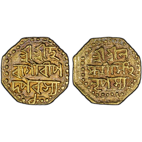 ASSAM: Lakshmi Simha, 1769-1780, AV 1/2 mohur (5.70g), ND (1769-1780), PCGS AU50