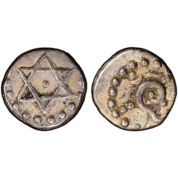 TRAVANCORE: Bala Rama Varma, 1798-1810, AR 1/2 chuckram (0.18g), ND (1809-10), PCGS AU53