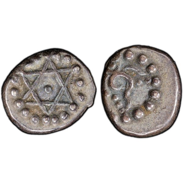TRAVANCORE: Bala Rama Varma, 1798-1810, AR 1/2 chuckram (0.18g), ND (1809-10), PCGS AU53
