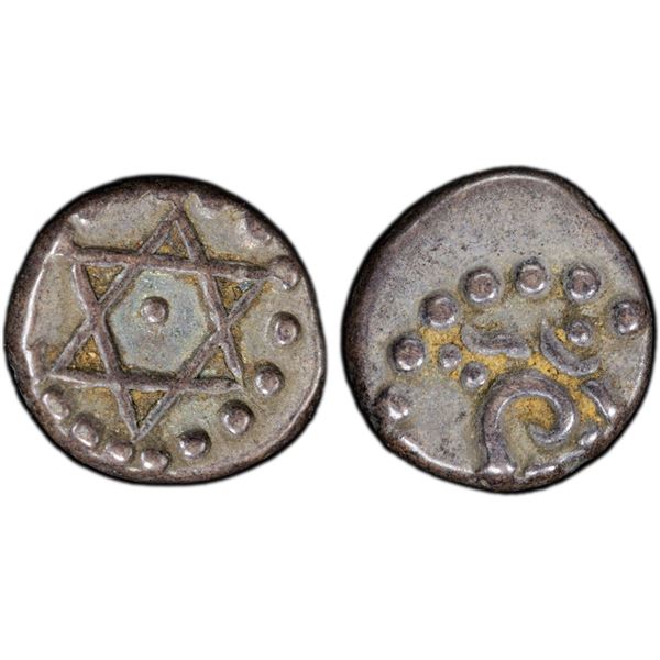 TRAVANCORE: Bala Rama Varma, 1798-1810, AR 1/2 chuckram (0.17g), ND (1809-10), PCGS AU50