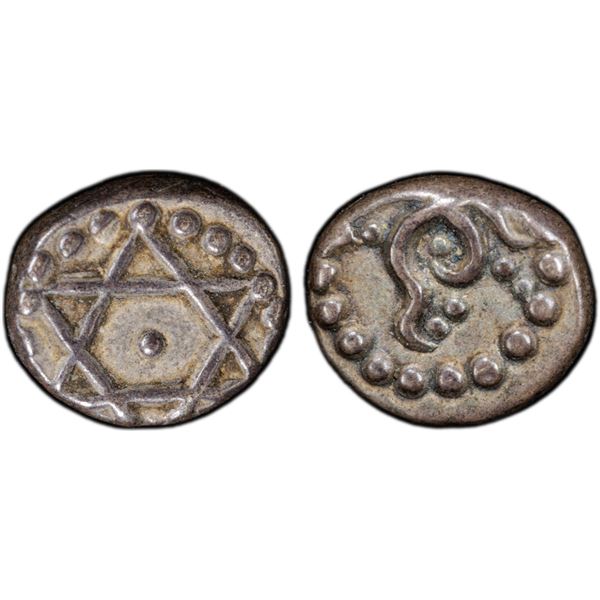 TRAVANCORE: Bala Rama Varma, 1798-1810, AR 1/2 chuckram (0.16g), ND (1809-10), PCGS AU50
