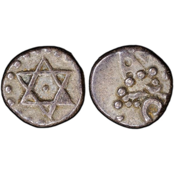 TRAVANCORE: Bala Rama Varma, 1798-1810, AR 1/2 chuckram (0.19g), ND (1809-10), PCGS AU50