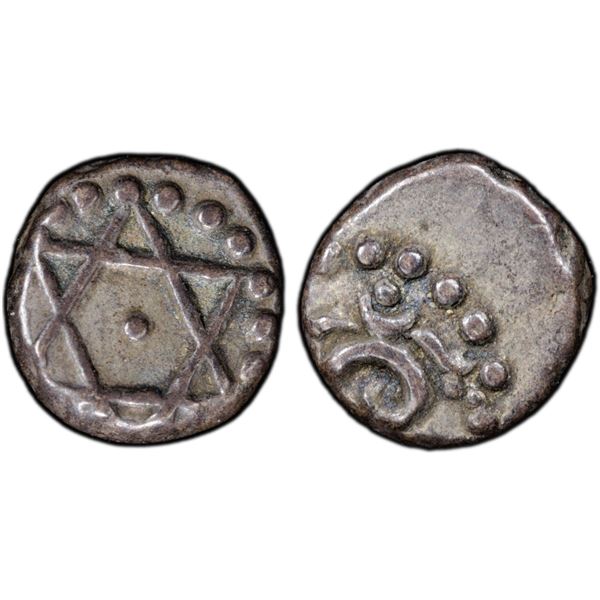TRAVANCORE: Bala Rama Varma, 1798-1810, AR 1/2 chuckram (0.17g), ND (1809-10), PCGS AU50