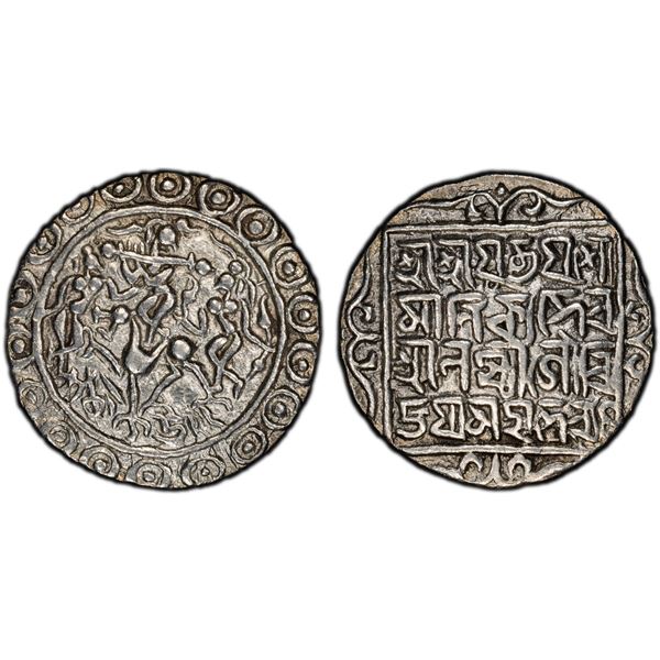 TRIPURA: Yaso Manikya, 2nd reign, 1600-1618, AR tanka (10.39g), SE1522 (1600), PCGS XF details