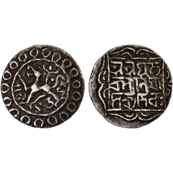 TRIPURA: Kalyana Manikya, 1626-1660, AR 1/2 tanka (5.19g), SE1548 (1626), F-VF
