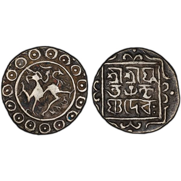 TRIPURA: Krishna Manikya, first reign, 1760-1761, AR 1/2 tanka (5.33g), SE1682 (1760), VF details