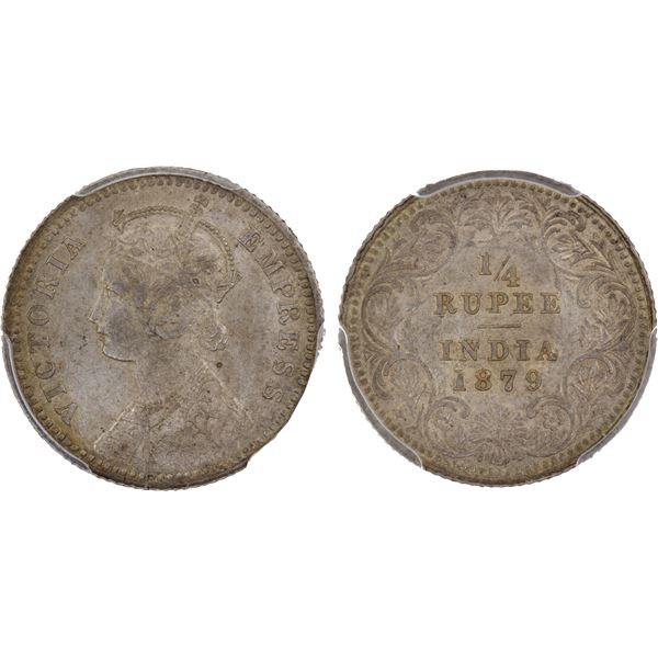 BRITISH INDIA: Victoria, Empress, 1876-1901, AR 1/4 rupee, 1879-C, PCGS MS62
