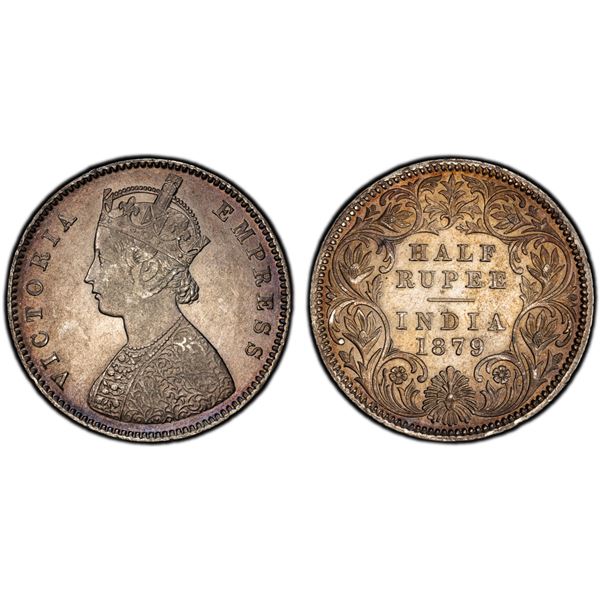BRITISH INDIA: Victoria, Empress, 1876-1901, AR 1/2 rupee, 1879-C, PCGS XF details