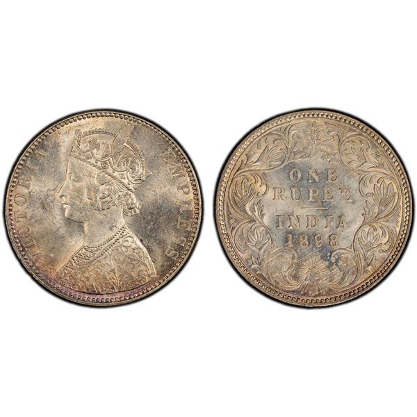 BRITISH INDIA: Victoria, Empress, 1876-1901, AR rupee, 1898-B, PCGS MS63