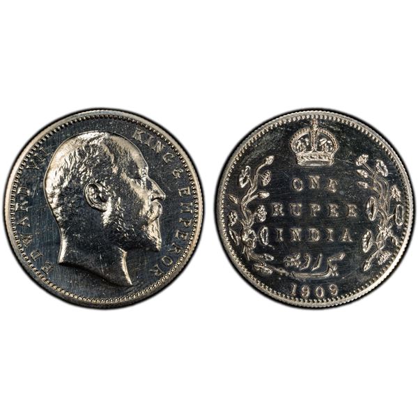 BRITISH INDIA: Edward VII, 1901-1910, AR rupee, 1909-B, PCGS Proof 62
