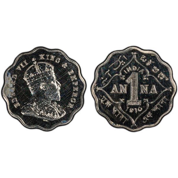 BRITISH INDIA: Edward VII, 1901-1910, 1 anna, 1910, PCGS Proof 63