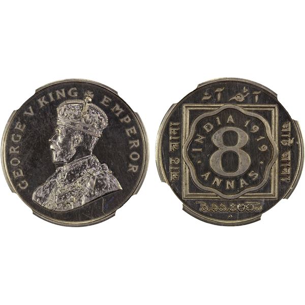 BRITISH INDIA: George V, 1910-1936, 8 annas, 1919(b), NGC Proof 65