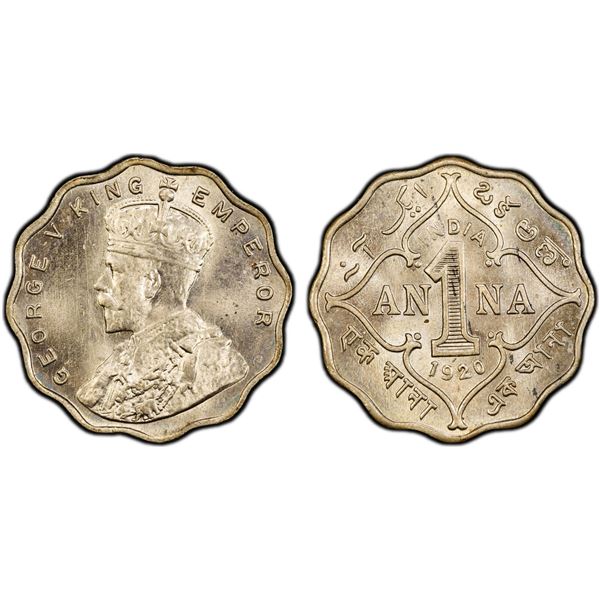 BRITISH INDIA: George V, 1910-1936, 1 anna, 1920(b), PCGS MS65