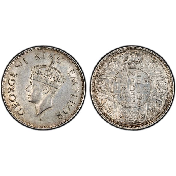 BRITISH INDIA: George VI, 1936-1947, AR rupee, 1939(b), PCGS AU58