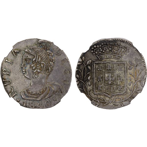 PORTUGUESE INDIA: GOA: Maria II, 1834-1853, AR rupia, 1840, NGC MS62