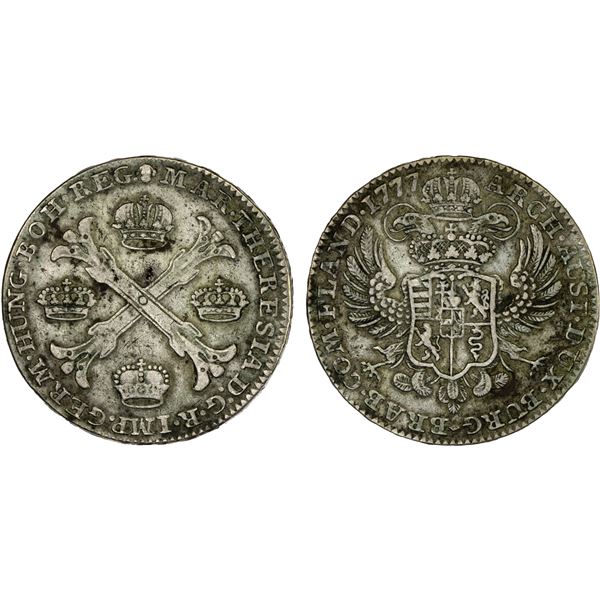 AUSTRIAN NETHERLANDS: Maria Theresa, 1740-1780, AR couronne / kronenthaler, Antwerp, 1777, VF