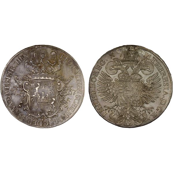 BOHEMIA: SCHLICK: Leopold Heinrich, 1766-1770, AR thaler, Prague, 1767, XF