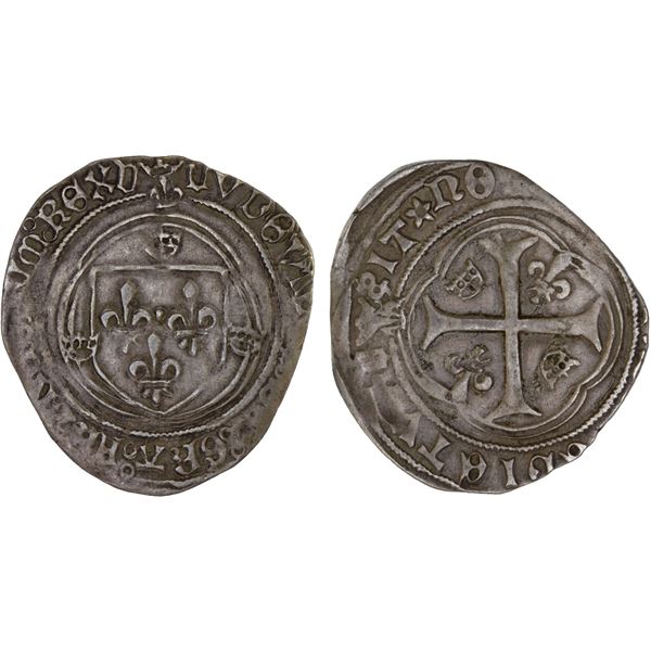 FRANCE: Louis XII, 1498-1514, BI grand blanc à la couronne ou douzain, Villefranche-de-Rouergue, ND 