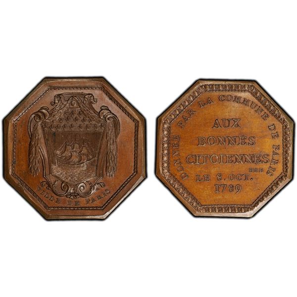 FRANCE: AE jeton, 1828, PCGS MS64