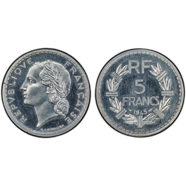 FRANCE: Republic, 5 francs, 1945, PCGS MS64