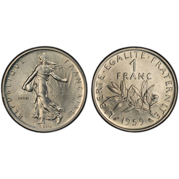 FRANCE: REpublic, 1 franc, 1959, PCGS Specimen 66