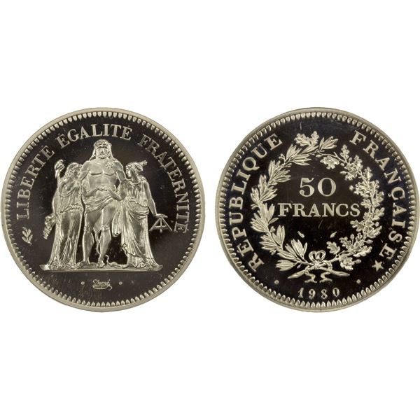 FRANCE: Republic, AR 50 francs, 1980, NGC Proof 69 Ultra Cameo
