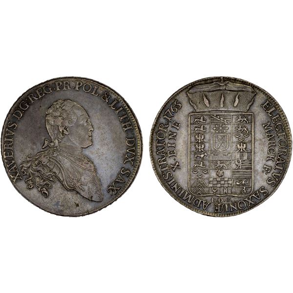 SAXONY: Xaver, 1763-1768, AR thaler, 1765, XF