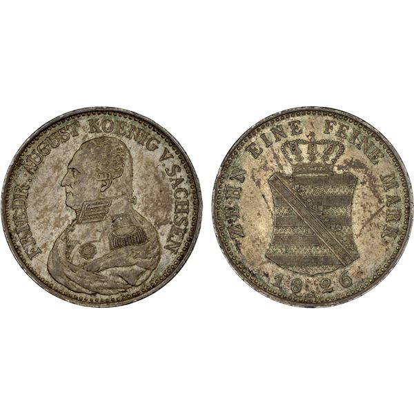 SAXONY: Friedrich August I, 1806-1827, AR conventionsthaler, Dresden, 1826, XF