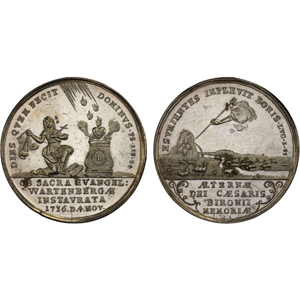 SILESIA: AR medal (9.04g), 1736, AU
