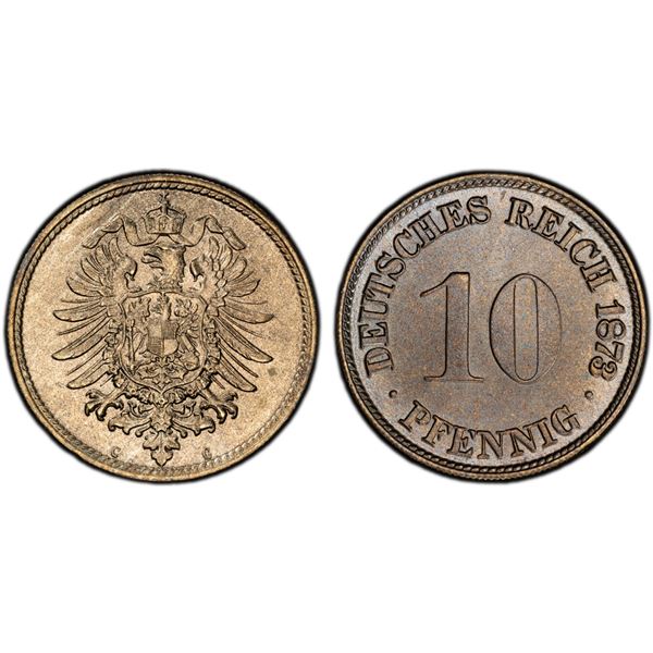 GERMANY: Kaiserreich, pattern 10 pfennig, 1873-C, PCGS Specimen 65