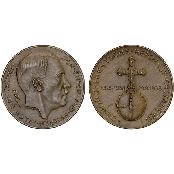 GERMANY: Third Reich, AE medal (18.68g), 1938, AU
