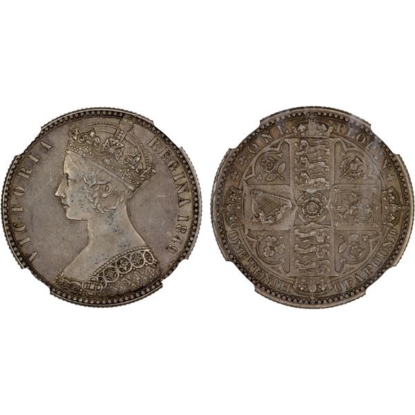 GREAT BRITAIN: Republic, AR florin, 1849, NGC UNC details