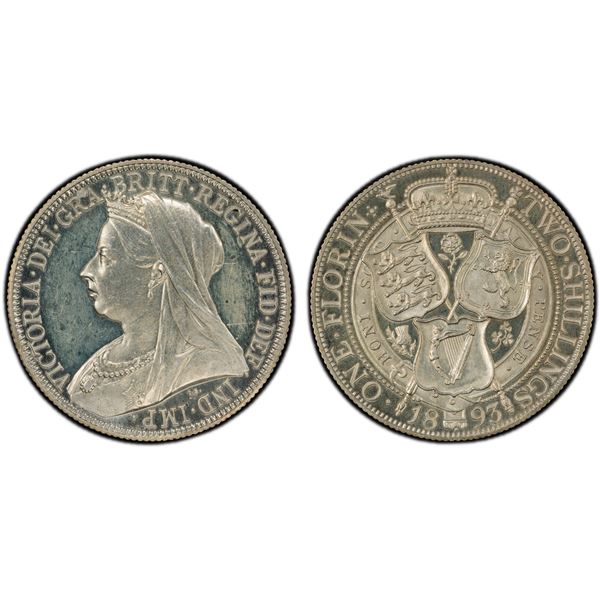 GREAT BRITAIN: Victoria, 1837-1901, AR florin, 1893, PCGS Proof 63