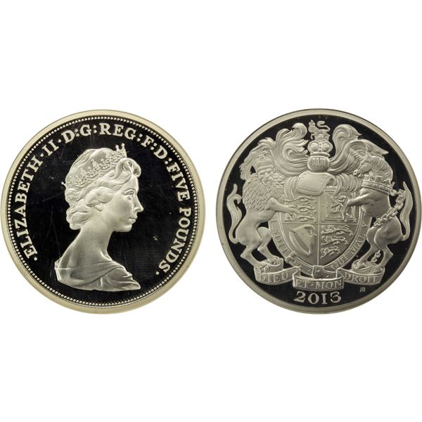 GREAT BRITAIN: Elizabeth II, 1952-2022, AR 5 pounds, 2013, NGC Proof 70 Ultra Cameo