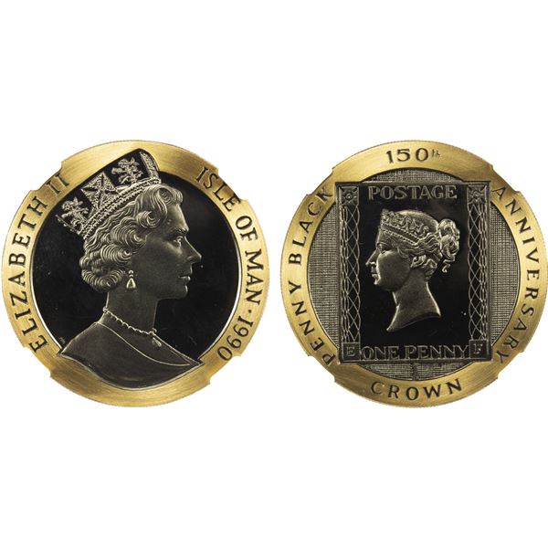 ISLE OF MAN: Elizabeth II, 1952-2022, AV crown, 1990, NGC Proof 68 Ultra Cameo