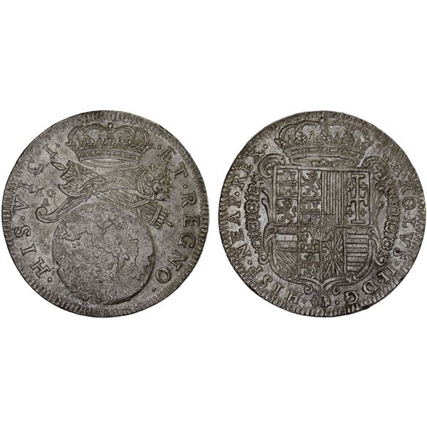 ITALY: NAPLES: Carlo II, 1674-1700, AR tari, 1685, Choice XF