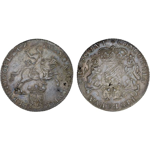 NETHERLANDS: GELDERLAND: United Netherlands, AR 1/2 ducaton, Harderwijk, 1766, AU