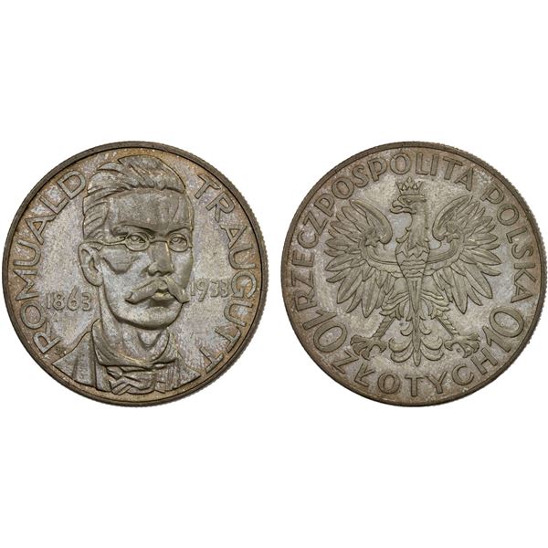 POLAND: Republic, AR 10 zlotych, 1933, XF
