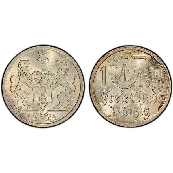 POLAND: DANZIG: Free City, AR gulden, 1923, PCGS MS64