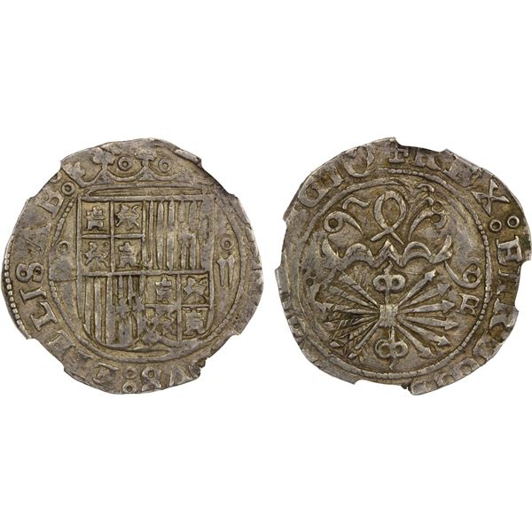 SPAIN: Fernando II and Isabel I, 1474-1504, AR 2 reales (6.83g), ND-G, NGC AU58