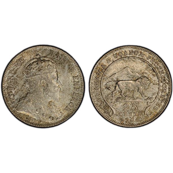 EAST AFRICA & UGANDA: Edward VII, 1901-1910, AR 25 cents, 1906, PCGS MS65