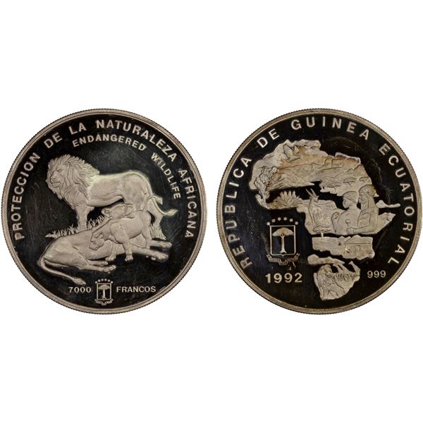 EQUATORIAL GUINEA: Republic, AR 7000 francos, 1992, Proof