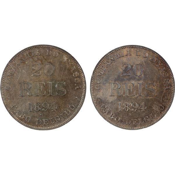 MOZAMBIQUE: Companhia do Nyassa, AE 20 reis, 1894-H, NGC MS63 BN